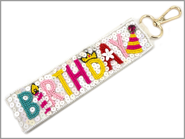 Birthday Seed Bead Keychain