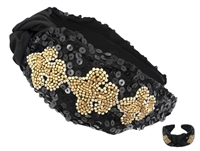 Black & Gold Fleur de Lis Headband
