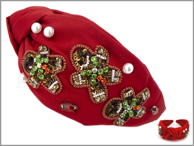 Gingerbread Man Seed Bead Headband