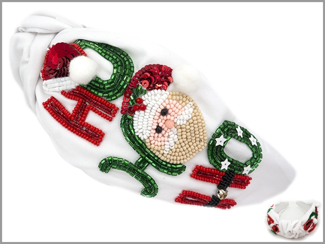 Ho Ho Ho Seed Bead Headband