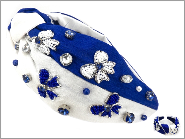 Blue & White Game Day Headband