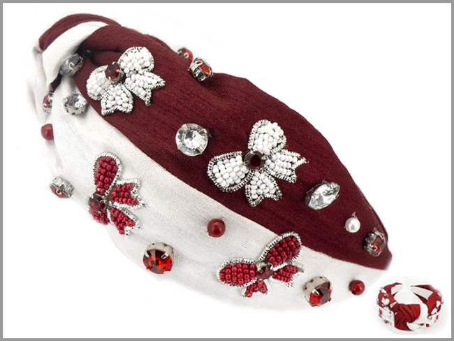 Burgundy & White Game Day Headband