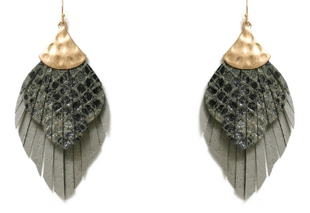 Leather Animal Print Drop Earrings