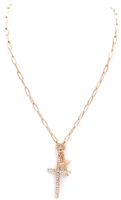 Crystal Cross Layered Necklace
