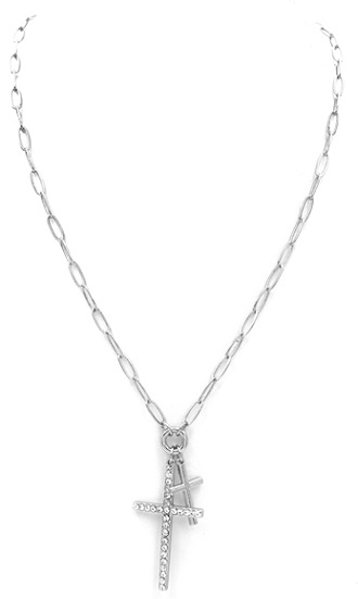 Crystal Cross Layered Necklace