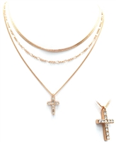 Crystal Cross Layered Necklace