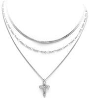Pave Cross Layered Necklace