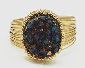 Simulated Druzy Wired Row Adjustable Ring-Aurora Blue