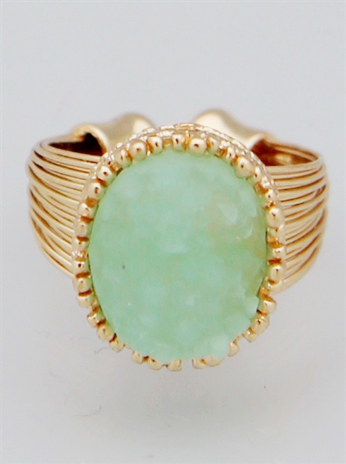 Simulated Druzy Wired Row Adjustable Ring-Mint