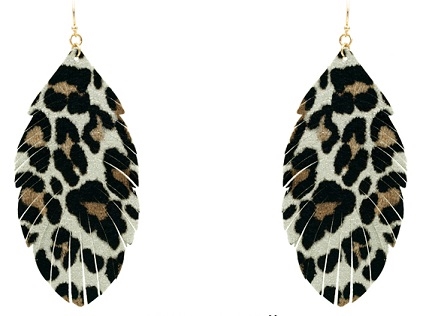 Metallic Leather Leopard Earrings