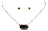 Druzy Style Choker Necklace-Black