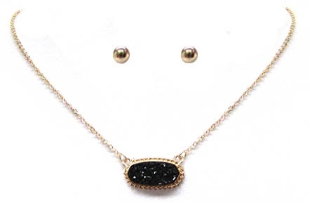 Druzy Style Choker Necklace-Black