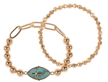 Semi Precious Stone Cross Stretch Bracelet