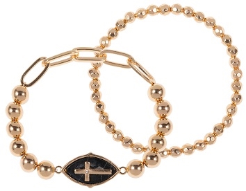 Semi Precious Stone Cross Stretch Bracelet