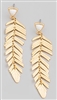 Feather Shape Earrings W/Stone