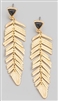 Feather Shape Earrings W/Stone