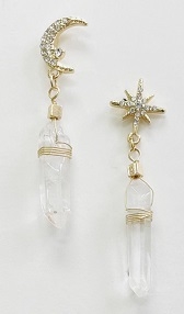Quartz Star & Moon Earrings