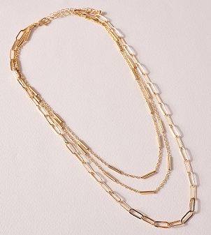 Layered Cable & Paper Clip Necklace