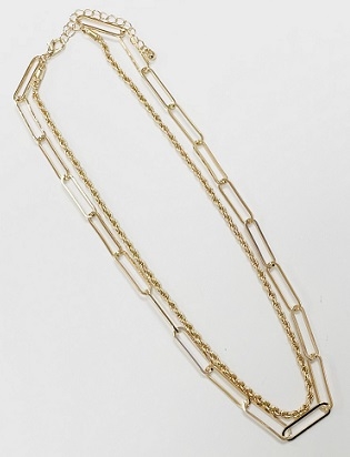 Layered Rope & Paper Clip Necklace