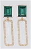 Pave' & Stone Rectangle Earrings