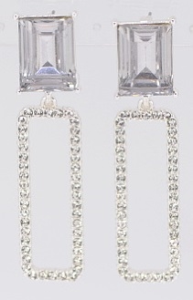 Pave' & Stone Rectangle Earrings