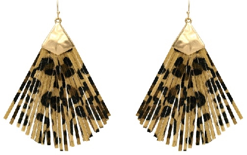 Faux Leopard Fringe Earring