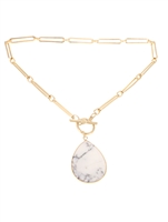 Semi Precious Stone Teardrop Necklace