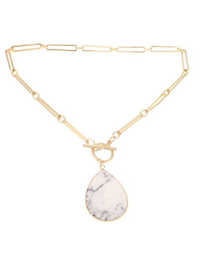 Semi Precious Stone Teardrop Necklace