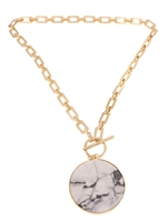 Toggle Clasp Semi Precious Stone Link Chain  Necklace