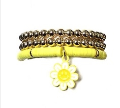 Rubber Disc Flower Stretch Bracelet