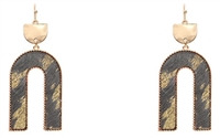 Gold Painting Leather Arch Earrings