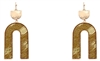 Gold Painting Leather Arch Earrings