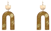 Gold Painting Leather Arch Earrings