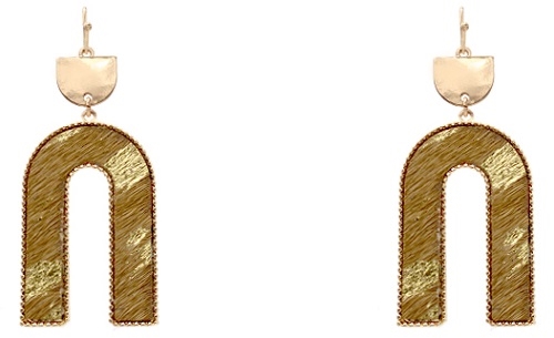 Gold Painting Leather Arch Earrings