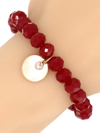 Glass Bead Stretch Charm Bracelet