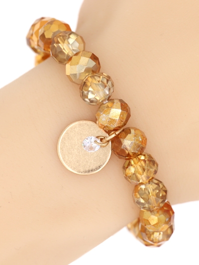 Glass Bead Stretch Charm Bracelet