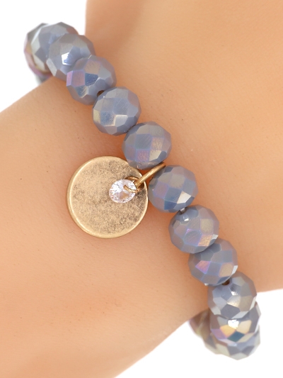 Glass Bead Stretch Charm Bracelet