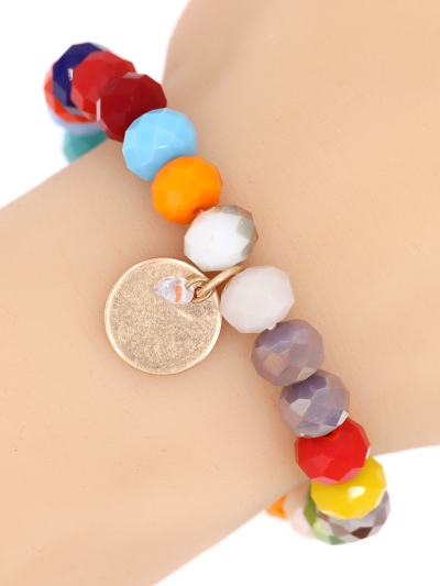 Glass Bead Stretch Charm Bracelet