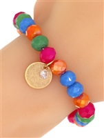 Glass Bead Stretch Charm Bracelet