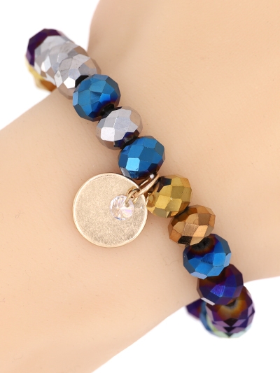 Glass Bead Stretch Charm Bracelet