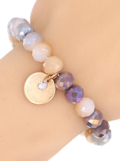 Glass Bead Stretch Charm Bracelet