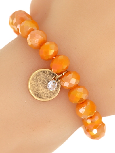 Glass Bead Stretch Charm Bracelet