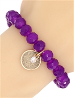 Glass Bead Stretch Charm Bracelet