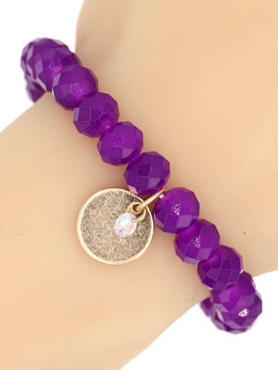 Glass Bead Stretch Charm Bracelet