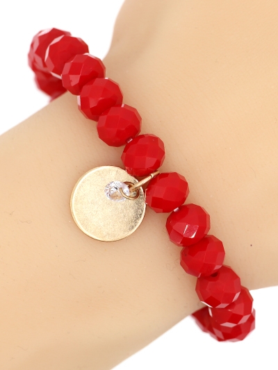 Glass Bead Stretch Charm Bracelet