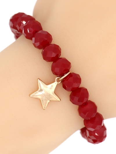 Glass Bead Stretch Charm Bracelet