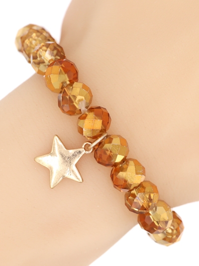 Glass Bead Stretch Charm Bracelet