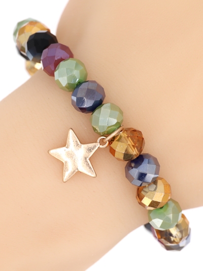Glass Bead Stretch Charm Bracelet
