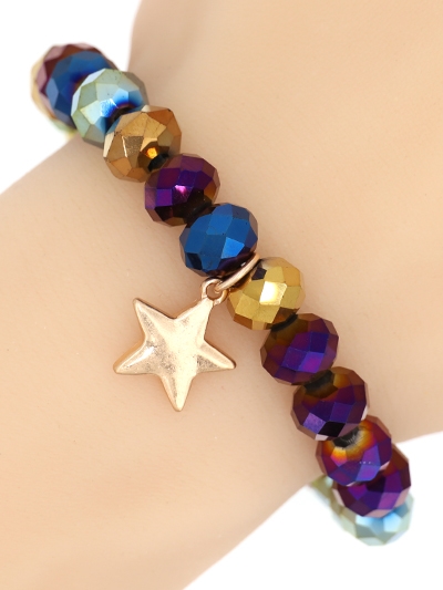 Glass Bead Stretch Charm Bracelet