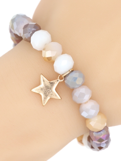 Glass Bead Stretch Charm Bracelet